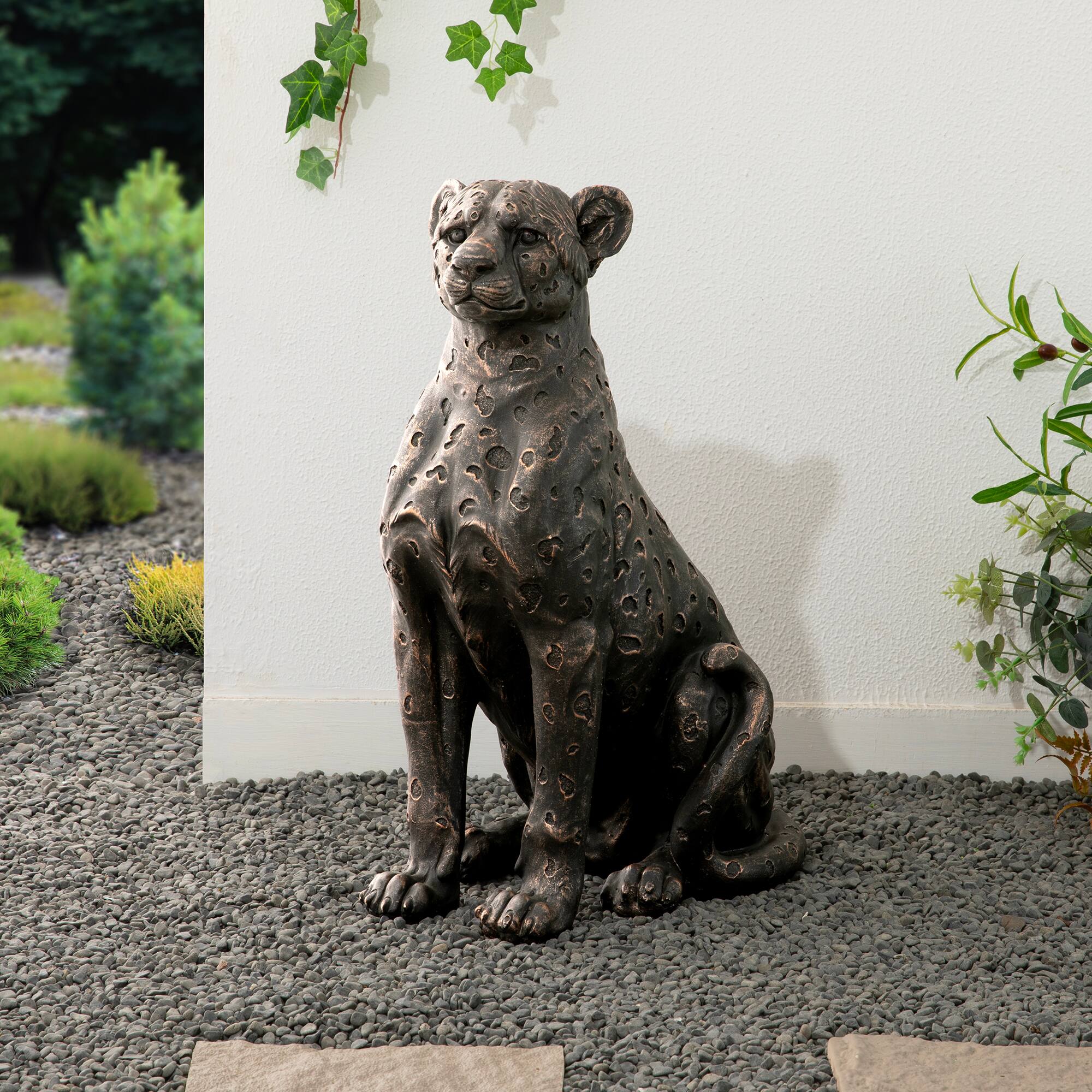 Glitzhome® 23.25" MGO Bronze Leopard Statue